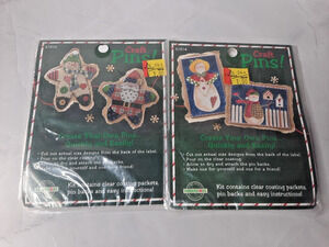 Vintage Dimensions Craft Pins Set of Two Kits Christmas Santa Snowmen